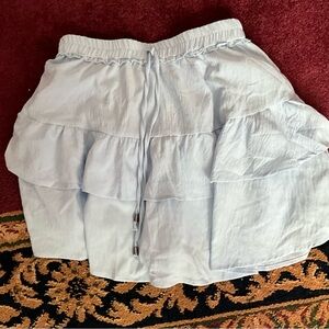 Light Blue Tiered Ruffle Mini Skirt with Shorts